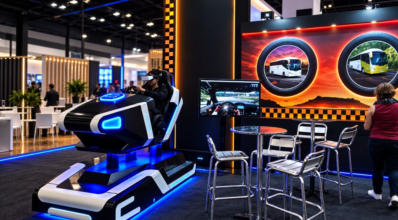 9DVR racing simulator at a corporate exhibition
